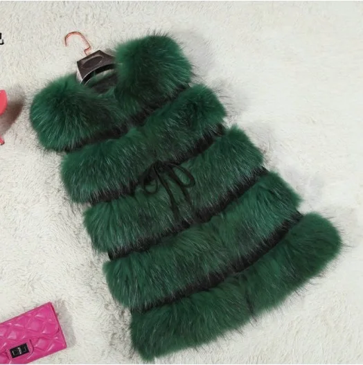 Женская меховая жилетка искусственный жилет на лисьем меху средней длины зимнее