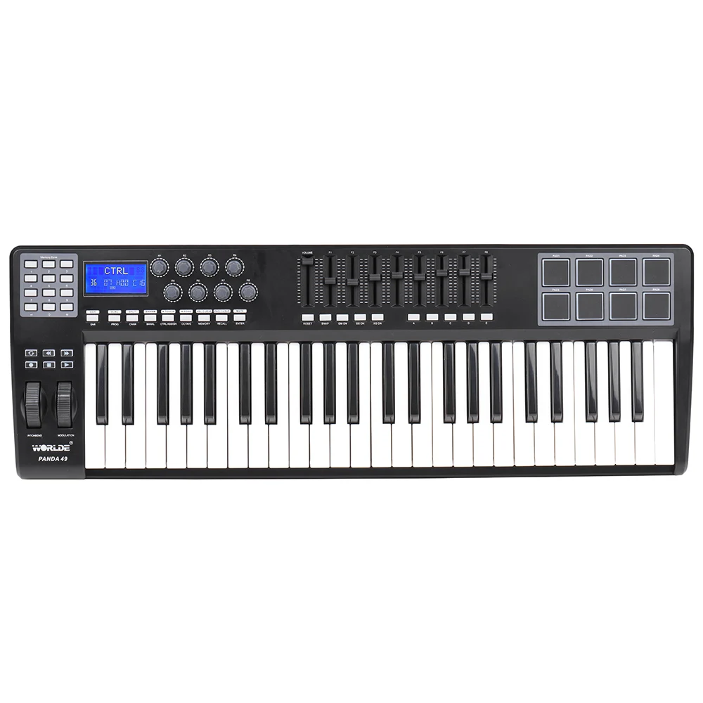 WORLDE PANDA49 49 клавишный MIDI контроллер клавиатуры 8 барабанных колодок с USB