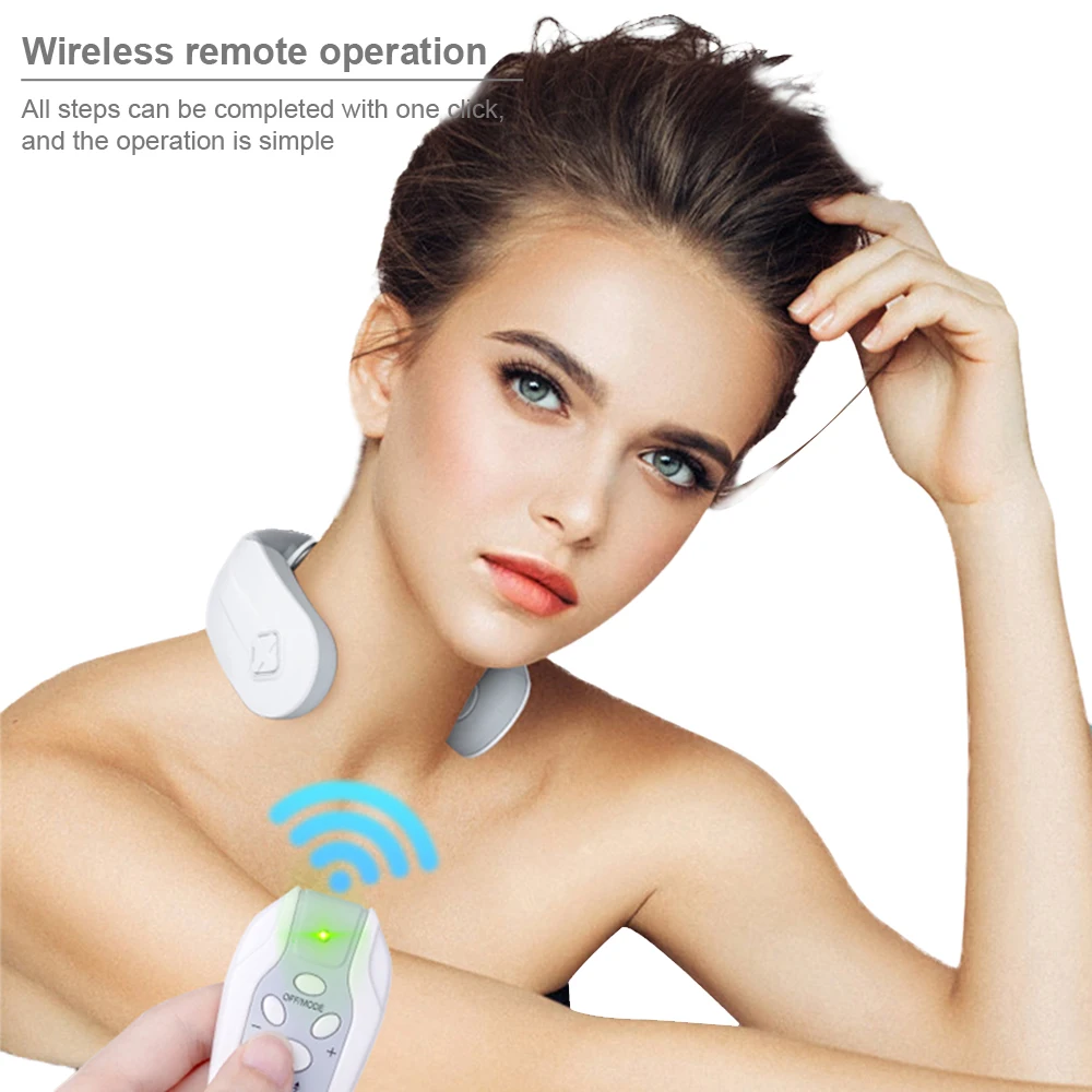 

4 Heads Magnetic Pulse Neck Massager For Neck Pain Relief Health Care Relaxing Health Deep Tissue Cervical Massage Remote