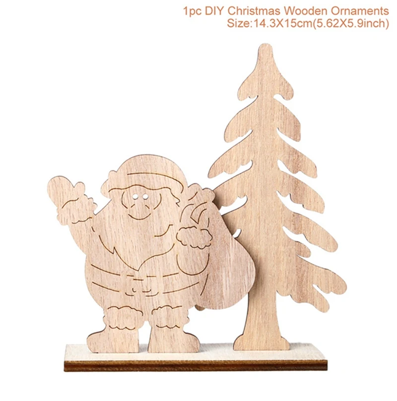 Wooden ornaments 2 HUIRAN, Рождественский деревянный поезд, украшения, деревянные рождественские украшения для дома,, Рождественский Декор, подарок для детей, счастливый год - Цвет: Wooden ornaments 2