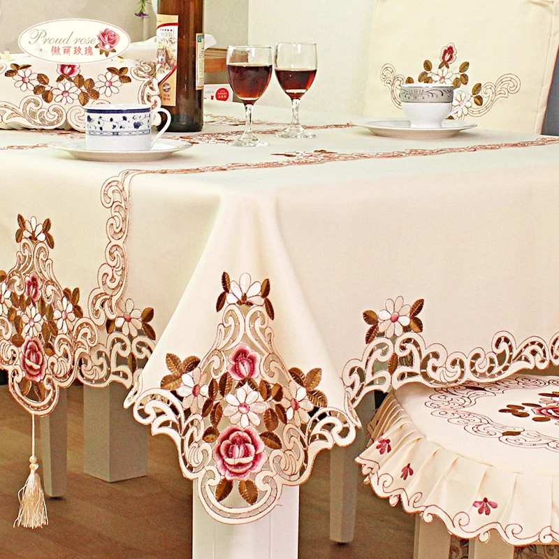 

Proud Rose Embroidered Round Table Cloth Tablecloths Table Runner TV Cabinet Cover Chair Cushion Home Decoration Table cover
