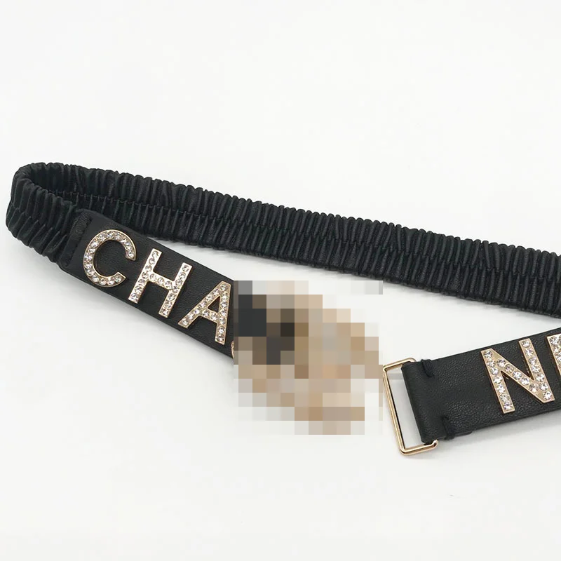 

Brand Luxury Brand Belt Small Pearl Elastic Belt Soft Leather Windbreaker Coat Waist Seal luxury black belt rhinestone belt