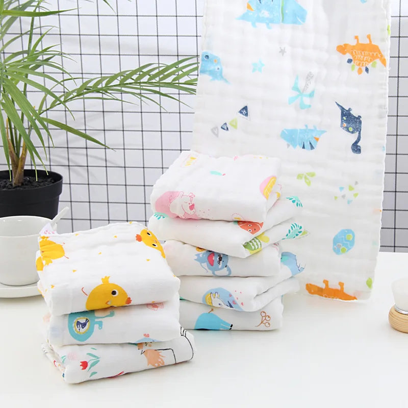 2pcs/Lot Muslin Cotton Baby 6 Layer Towel Handkerchief Colorful Kids Wipe Cloth Newborn Face Bibs Feeding Bath | Мать и ребенок
