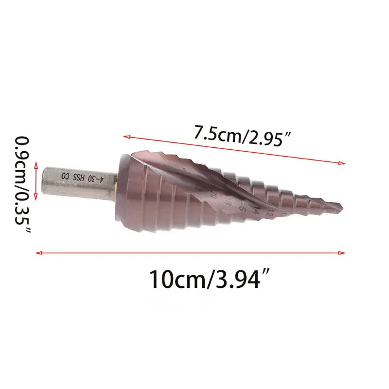 

L9BE 4-30mm The Pagoda Shape HSS Co M35 Triangle Shank Pagoda Metal Steel Step Drill Bit Hole Drill Cone Drill Bit