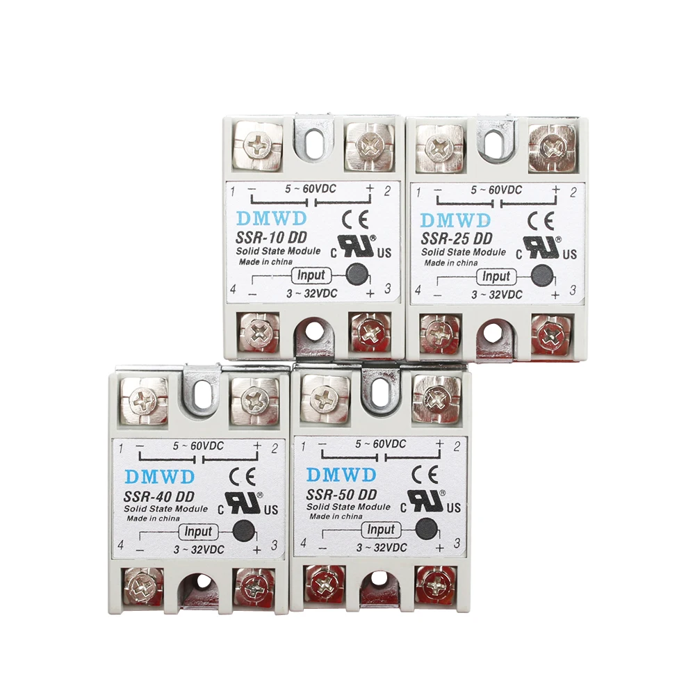 Лидирующий бренд твердотельные реле SSR-10DD SSR-25DD SSR-40DD SSR-50DD на самом деле 3-32 постоянного тока 5-60 DC полупроводниковое реле постоянного тока твердотельные