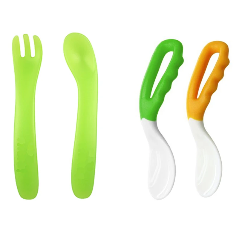Детский набор ложка и вилка силиконовая посуда для детей 1-2 лет | Мать ребенок
