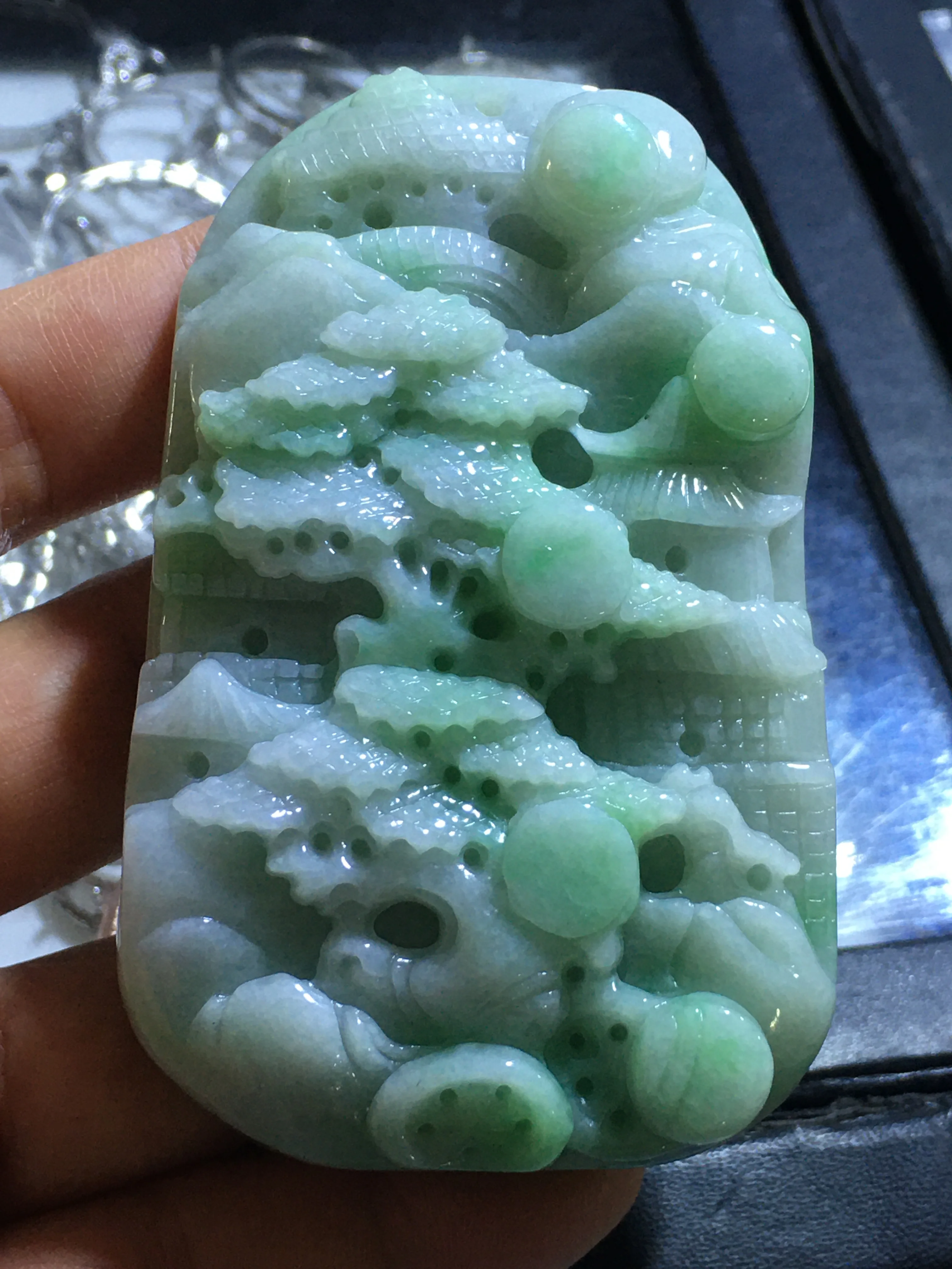 

Natural 7A yellow Myanmar jade A Hand-Carved jade landscape jade necklace pendants waterfall jewelry jade necklaces