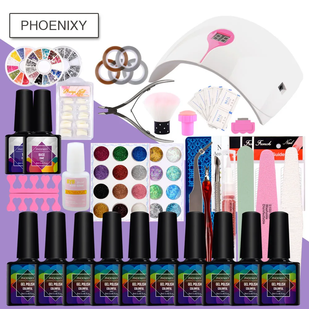 Маникюрный набор для ногтей 10 шт. гель лаков 36 Вт лампа лаки Полупостоянный