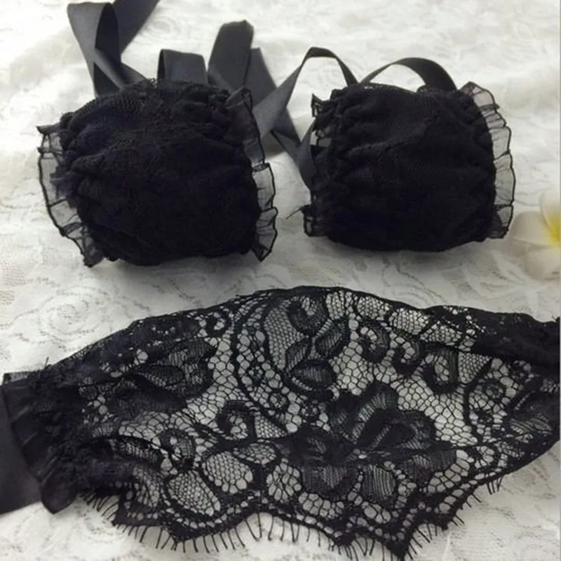 Модные женские сексуальные накладки и браслеты Черная кружевная маска ажурная