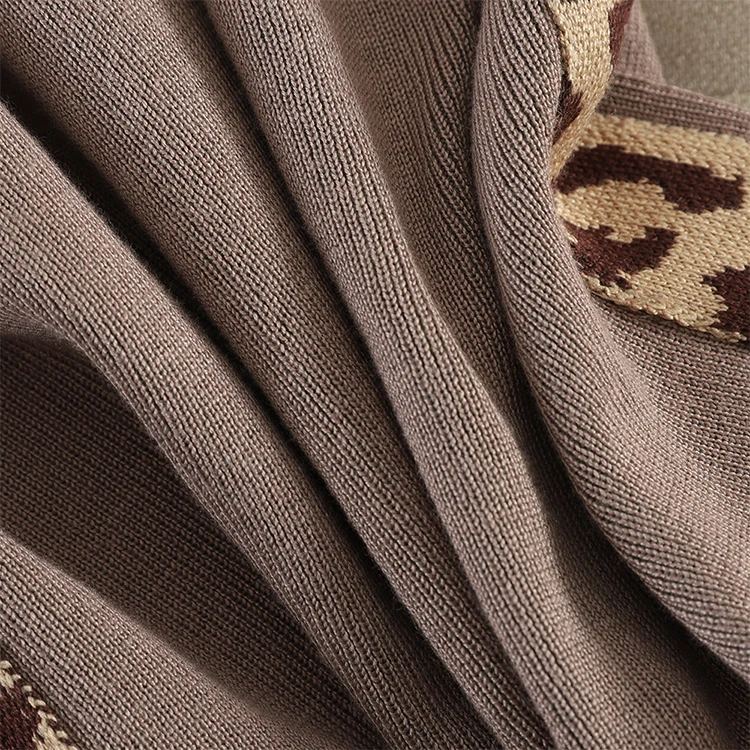 Новый Повседневный вязаный спортивный костюм женский леопардовый кардиган