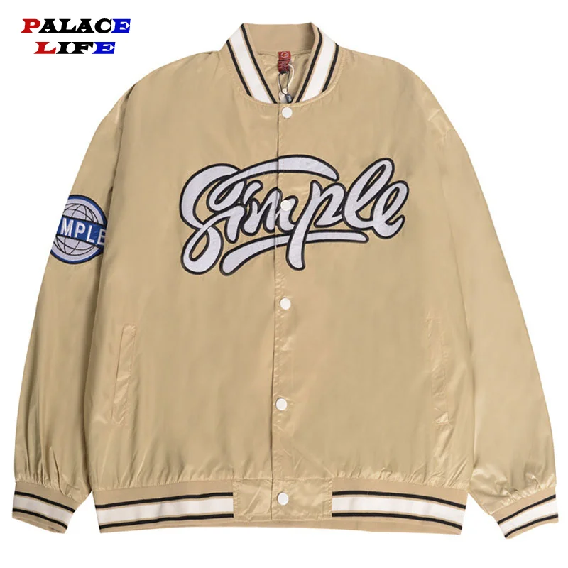 

Men Hip Hop Baseball Jacket Streetwear Harajuku Vintage Letters Embroidery Jacket Coat 2021 Spring Casual Jacket Coat Outwear