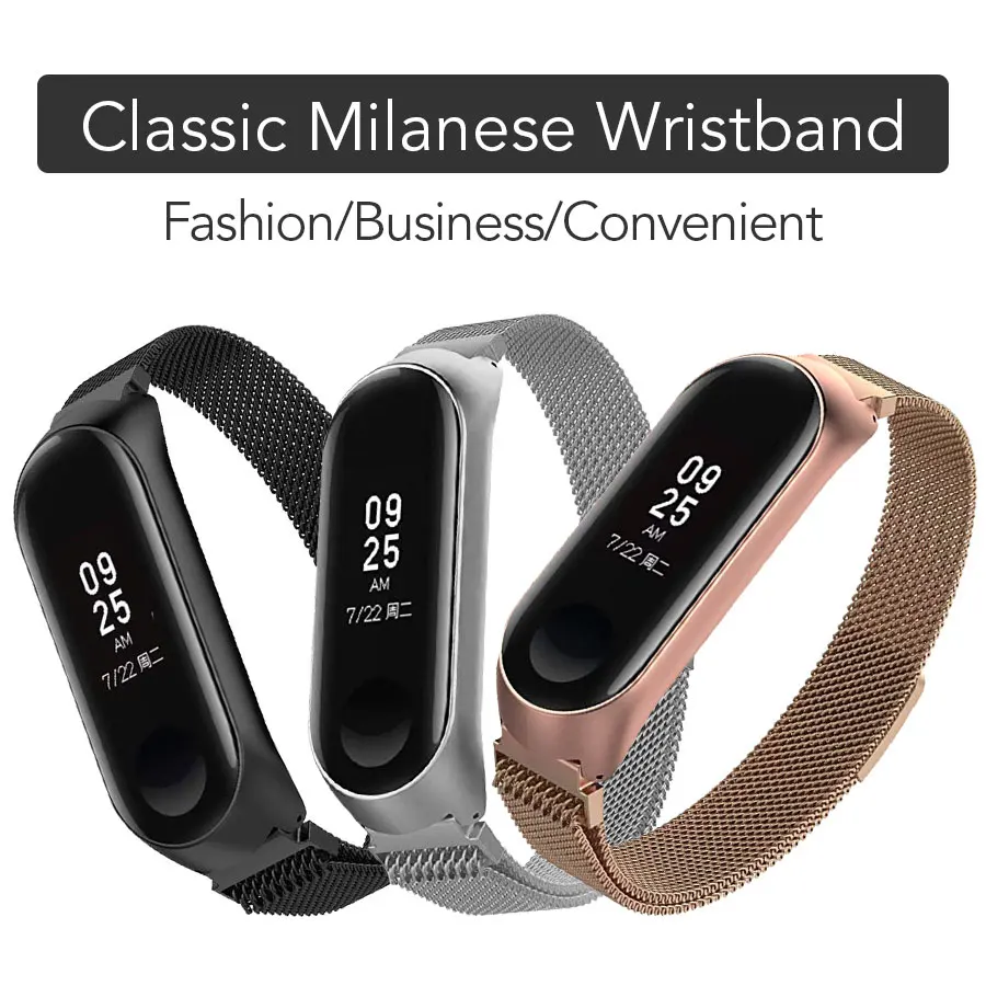 Ремешок Mi Band 4 Milanese для Xiaomi 3 2 нержавеющая сталь браслеты сменные ремешки