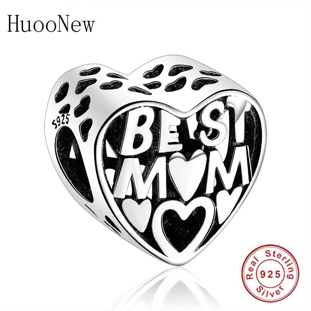 Оригинальные браслеты HuooNew с подвесками Pandora серебряные бусины надписью Love Best Mom | Отзывы и видеообзор