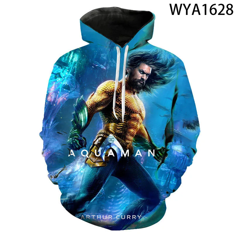 Новые толстовки с 3D принтом Aquaman для мужчин и женщин детский пуловер длинным