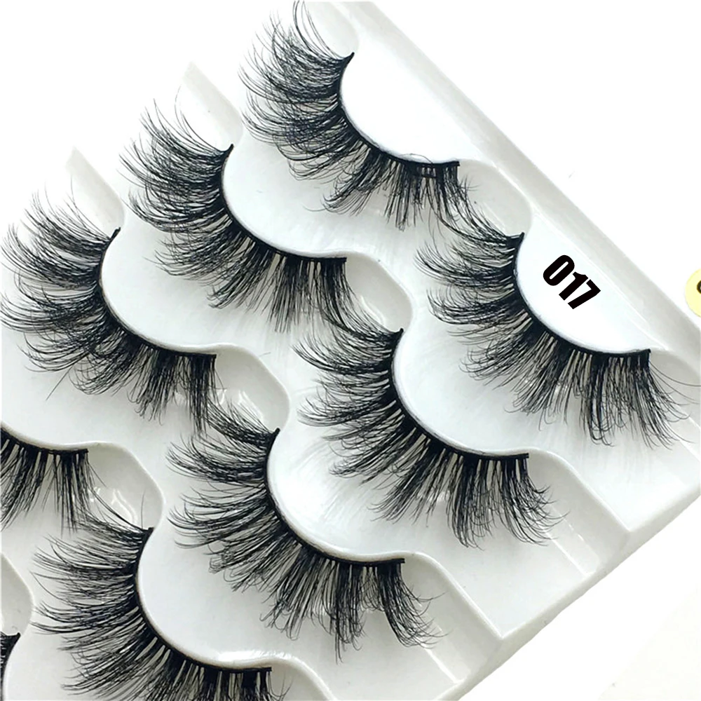 

5 Pairs 6D Faux Mink Hair False Eyelashes Natural Long Wispies Lashes Handmade Cruelty-free Criss-cross Eyelashes Makeup Tools