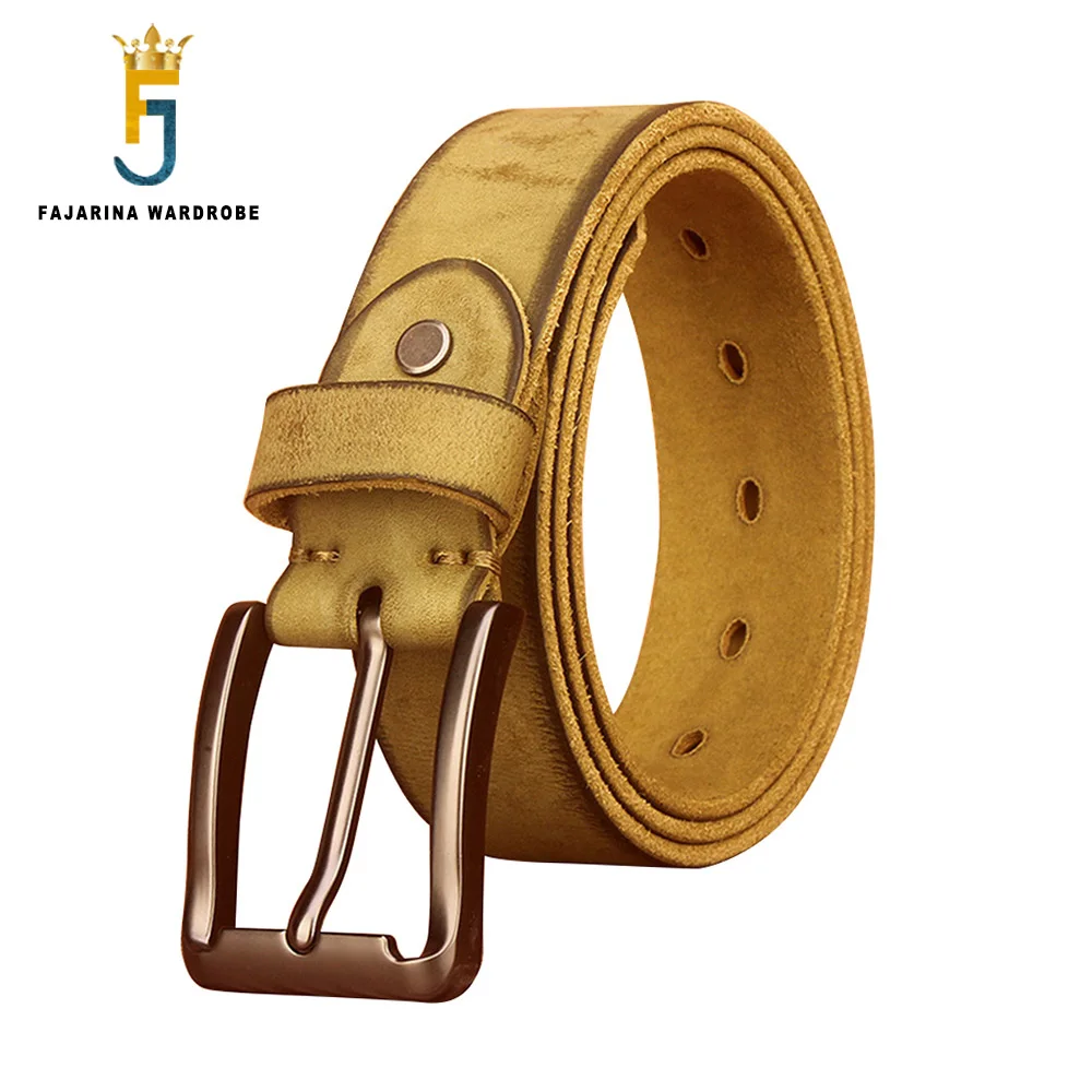 FAJARINA Men's Retro Pin Buckle Metal Belt for Men Top Quality Solid 100%Cow Skin Genuine Leather 3.8cm Accessories N17FJ878