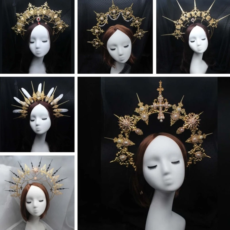 

066F Gothic Lolita Tiara Crown Headband DIY Material Package Sun Goddess Halo Parts