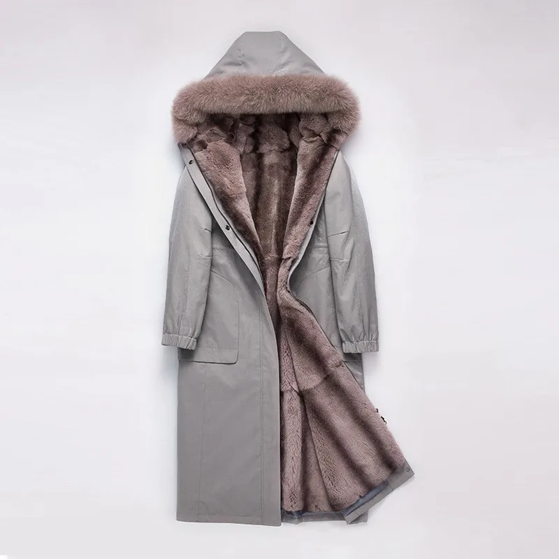 Высококачественное зимнее пальто на щуку для женщин подкладка из кроличьего
