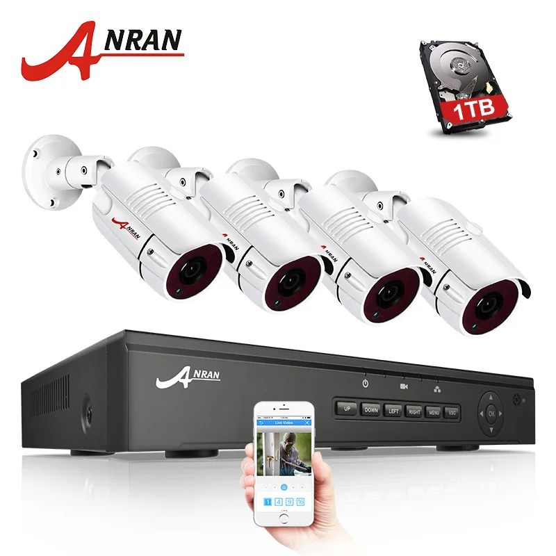 4 Cameras Kit ANRAN CCTV камера система 4CH/8CH POE NVR комплект 48V ONVIF камера видеонаблюдения система HD IP Камера уличная система видеонаблюдения - Цвет: 4 Cameras Kit