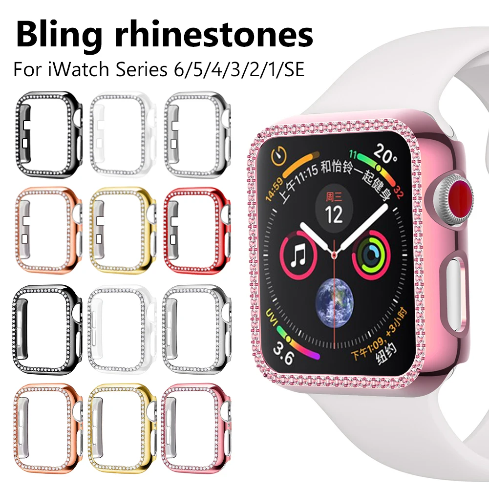 

Diamond Bumper Protective Case For Apple Watch Cover Series 6 SE 54321 38MM 42MM For Iwatch 40mm 44mm Smart Watch Accessories