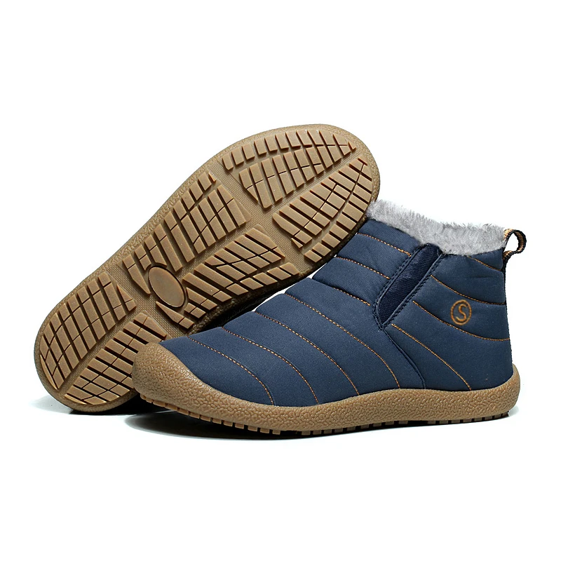 Модные мужские ботинки на меху зимние водонепроницаемые хлопковые удобная