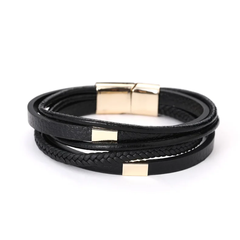 Новый многослойный кожаный браслет для мужчин и мальчиков очаровательный