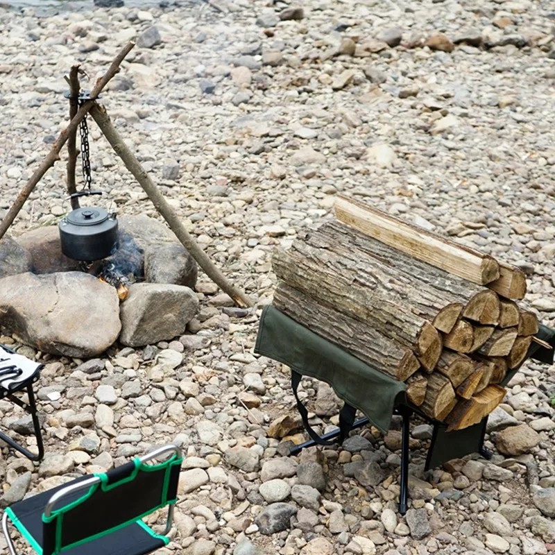 Outdoor Camping Firewood Rack Aluminum Alloy Racks Bag Storage Portable Canvas | Дом и сад