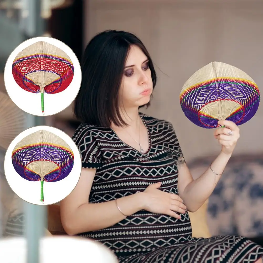 

2 Colors Vietnamese Summer Cooling Fan Pure Natural Heart Shaped Bamboo Woven Fan Woven Cooling Fan Home Decoration
