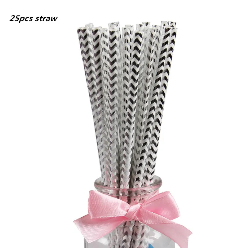 25pcs straw 10 шт. золотые вечерние одноразовые столовые приборы, чашки шампанского, соломинки, 1st день рождения, вечерние принадлежности для детей - Цвет: 25pcs straw