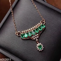 kjjeaxcmy fine jewelry natural emerald 925 sterling silver luxury girl new pendant necklace chain support test