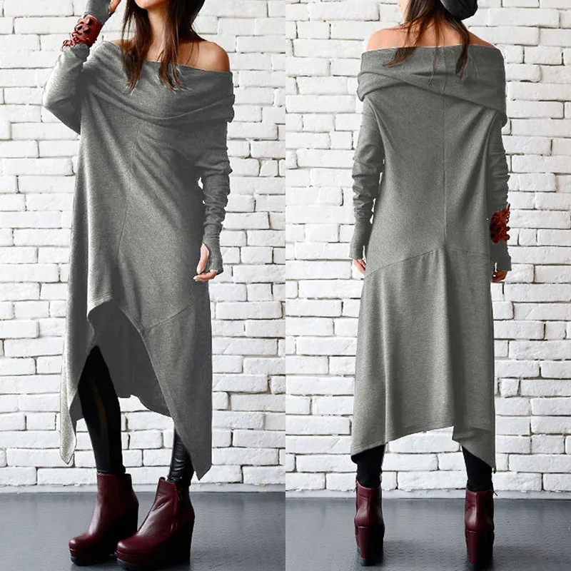 Платье ZANZEA женское с открытыми плечами Элегантный Модный Асимметричный Сарафан