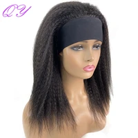 african straight headband wigs natural black medium length hairstyle womens wig afro kinky free part daily wear ladies hair