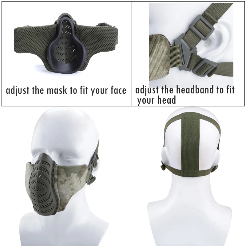 Тактическая полумаска для страйкбола дышащая пейнтбольная маска Охотничья