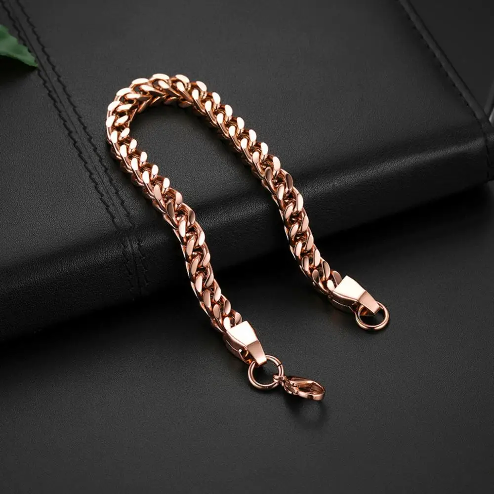 Золотистый браслет цепочка Boniskiss из нержавеющей стали для мужчин браслеты 22 см