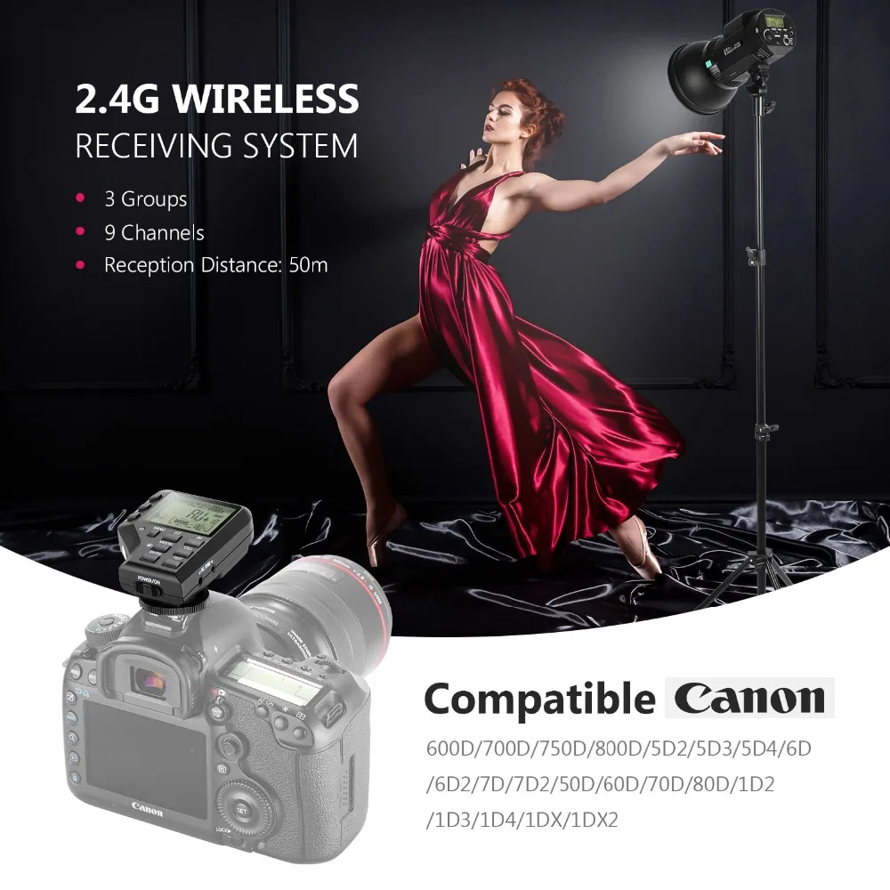 Neewer i6T EX 600W 2,4G ttl Studio Strobe 1/8000 HSS вспышка моносвет совместима с Canon, беспроводной триггер/моделирующая лампа/Recycl