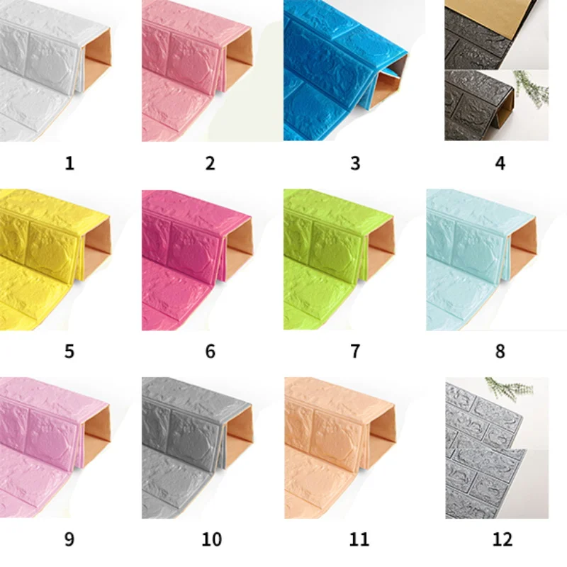 

Wall Stickers For Bedroom PE Foam 3D DIY Self Adhesive Panels Brick Texture Wall Stickers Home Decor Nursery School Decorations