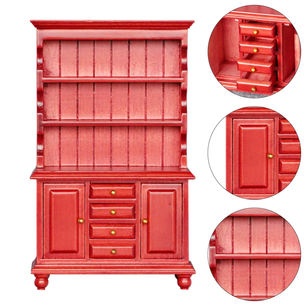 

1pc Classic Doll House Cabinet Bookcase Cabinet Mini Vertical Cabinet