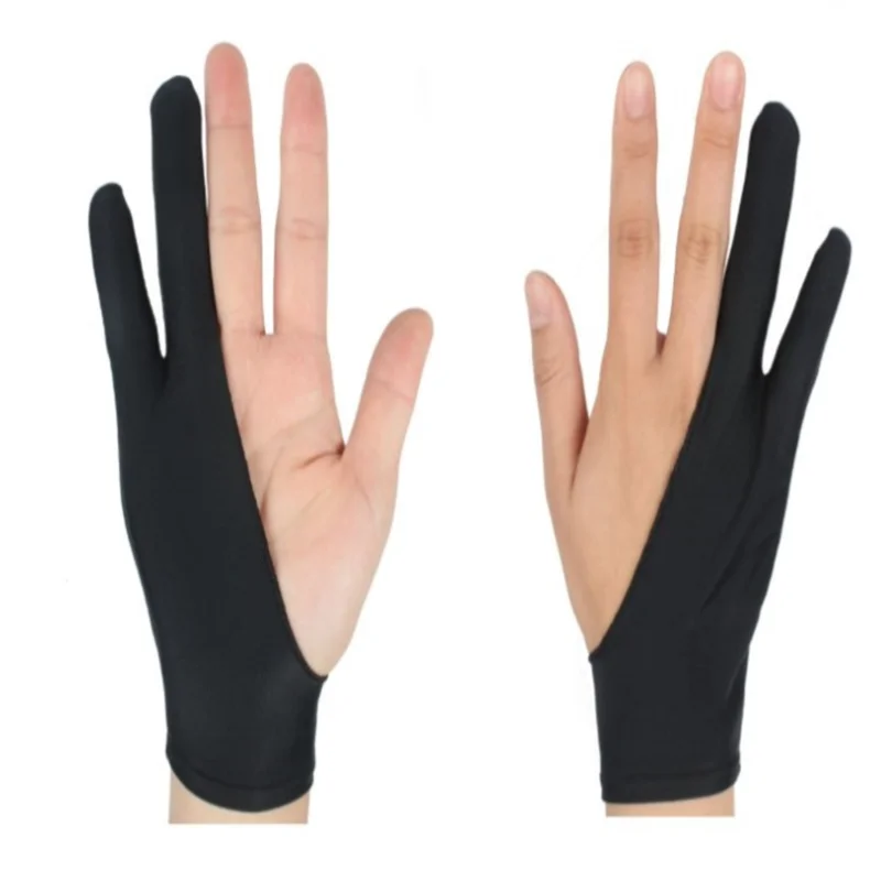 

Black 2 Finger Anti-fouling Glove,both for Right and Left Hand Artist Drawing for Any Graphics Drawing Tablet