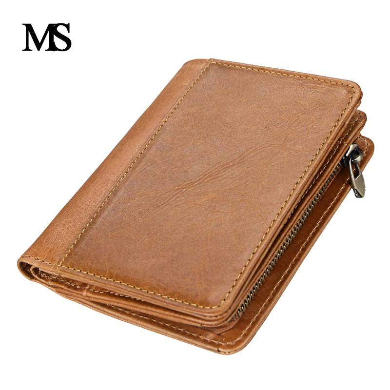 Винтажный Мужской кошелек из 100% натуральной кожи с радиочастотной