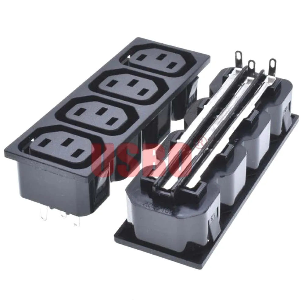 Черная медь 10A 250V IEC320 C13 4 Jack встроенный PDU/UPS шасси Женский Разъем Универсальный AC