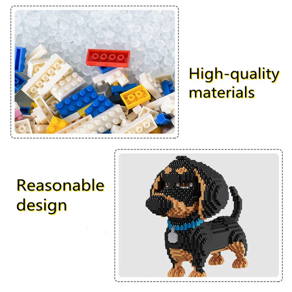 Bloques de construcci&oacute;n educativos para ni&ntilde;os, Mini modelo de ladrillo, juguete de part&iacute;culas peque&ntilde;as para mascotas, Husky perro, bloques de regalo para ni&ntilde;os, juguetes de ensamblaje, regalos-5