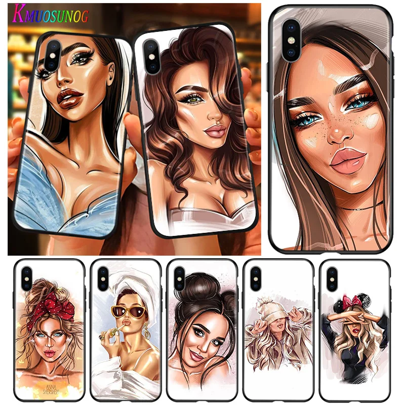

Bright Black Cover Fashion City Girl For iPhone 2020 11 Pro XS Max XR X 8 7 6 6S Plus 5 Phone Case