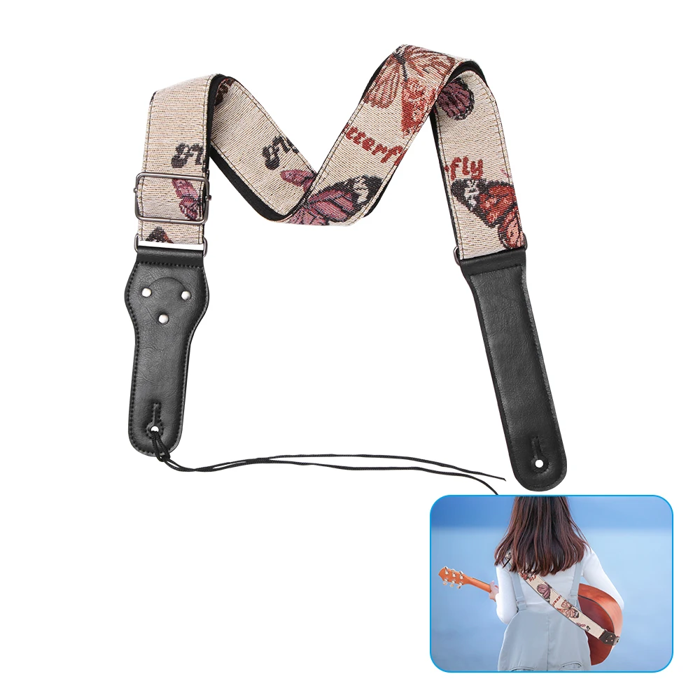 

Ethnic Style Ukulele Strap Durable Adjustable Printing Ribbon Clip-on Hawaii Guitar Belt Sling Instrument Guitar Accessories