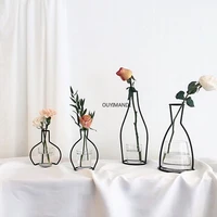 retro iron line table flowers vases nordic decoration home metal plant holder nordic styles flower vase home decor 8 shapes