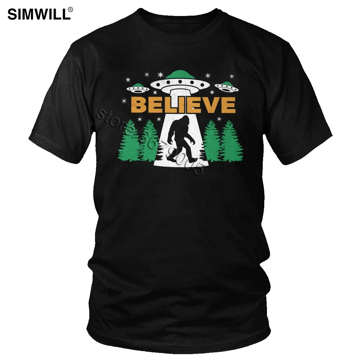 Классическая Bigfoot НЛО рубашка с инопланетянами BELIEVE Sasquatch Подарочная футболка