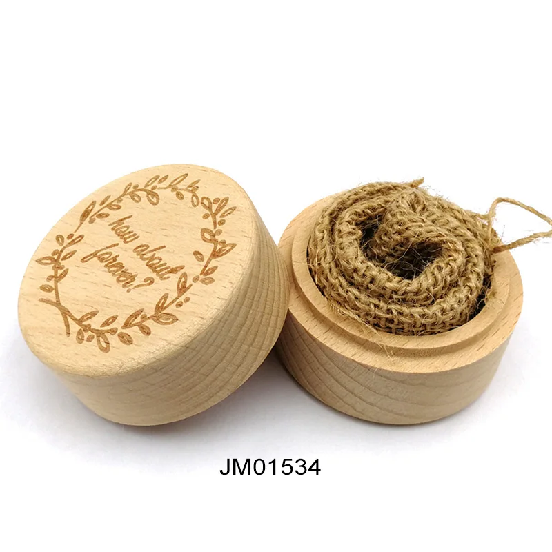 JM01534 DIY ручной работы винтажный свадебный Декор круглые кейсы для хранения бижутерии 5,2*4,2 см ожерелье серьги контейнер 1 шт деревянная коробочка для колец - Цвет: JM01534