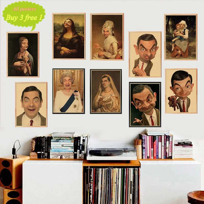 Забавный постер Mr.Bean с английским джентльменом ВИНТАЖНЫЙ ПЛАКАТ из крафт бумаги