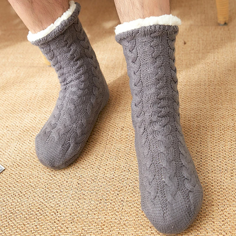 Winter Slippers Men Socks slippers Light weight House slippers Big size Indoor non-slip warm plush Cotton male Slippers cozy