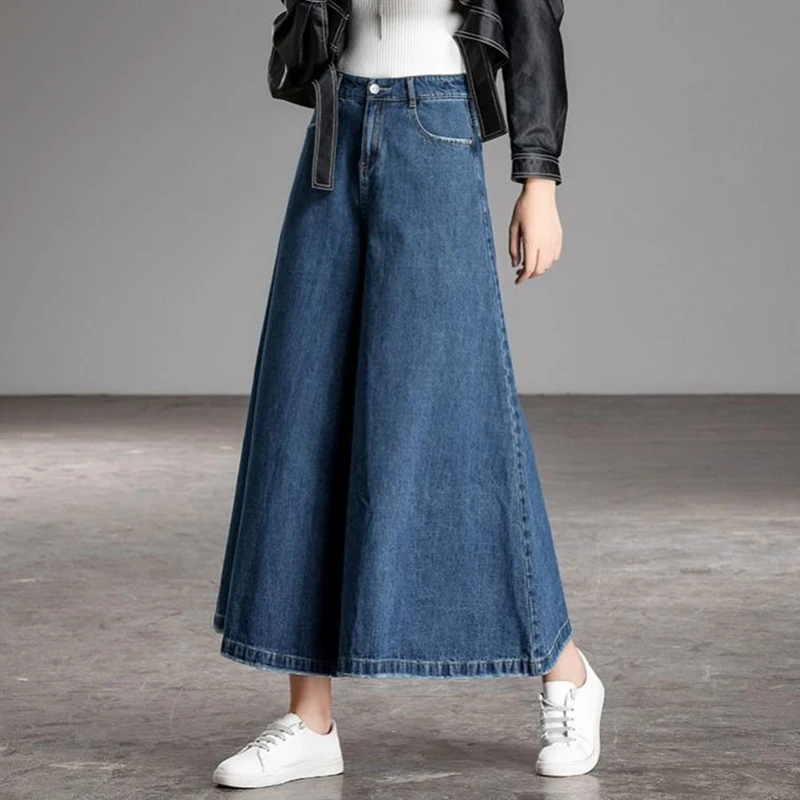 

Новинка лета 2021, джинсы с широкими штанинами, женские брюки в иностранном стиле на весну и осень, облегающие свободные брюки с высокой талие...