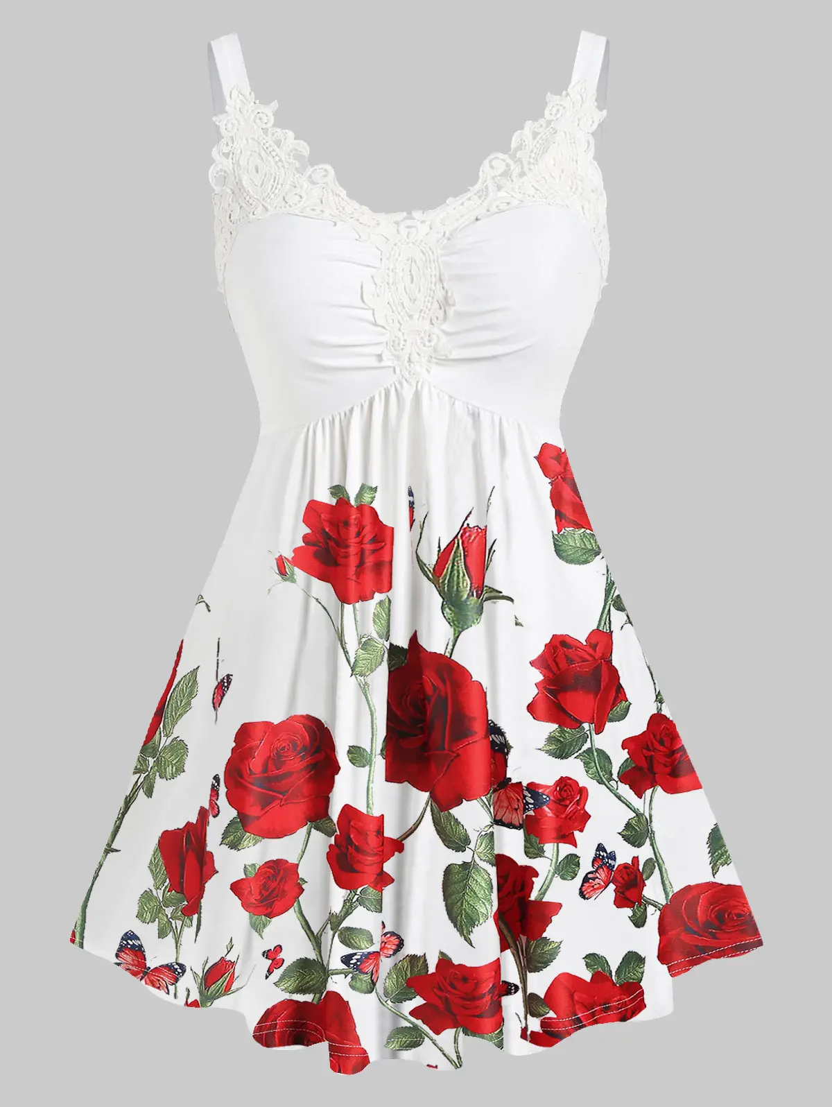 ROSEGAL размера плюс с цветочным принтом в виде сердца и кружевным воротником Панель